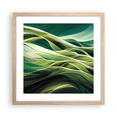 Een poster in een licht eiken lijst - Abstract groen spel - 40x40 cm