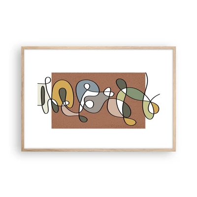 Een poster in een licht eiken lijst - Abstractie die het glimlachen waard is - 91x61 cm