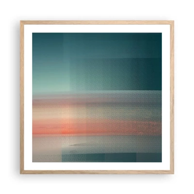 Een poster in een licht eiken lijst - Abstractie: golven van licht - 60x60 cm
