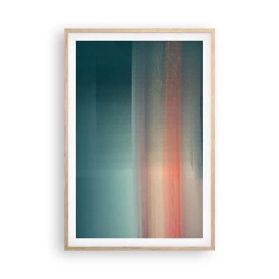 Een poster in een licht eiken lijst - Abstractie: golven van licht - 61x91 cm