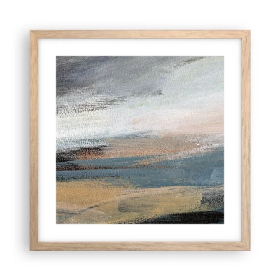 Een poster in een licht eiken lijst - Abstractie: noordelijk landschap - 40x40 cm