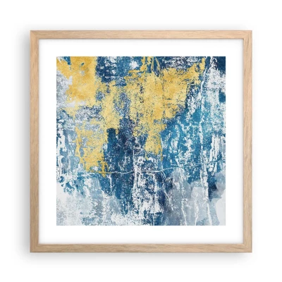 Een poster in een licht eiken lijst - Abstractie vol met weer - 40x40 cm