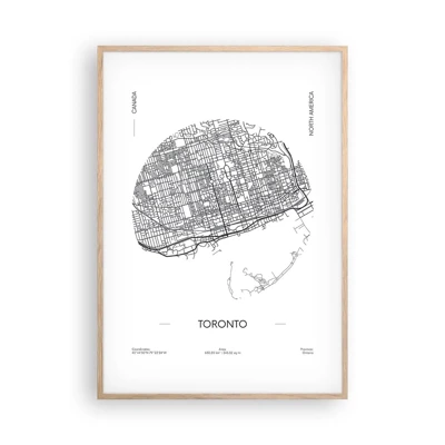 Een poster in een licht eiken lijst - Anatomie van Toronto - 70x100 cm