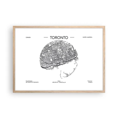 Een poster in een licht eiken lijst - Anatomie van Toronto - 70x50 cm