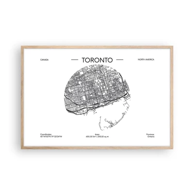 Een poster in een licht eiken lijst - Anatomie van Toronto - 91x61 cm