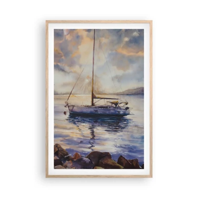 Een poster in een licht eiken lijst - Avond aan de baai - 61x91 cm