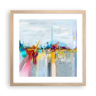 Een poster in een licht eiken lijst - Brug van vreugde bij de rivier van het leven - 40x40 cm