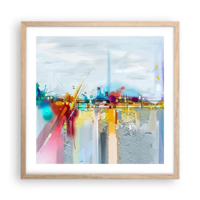 Een poster in een licht eiken lijst - Brug van vreugde bij de rivier van het leven - 50x50 cm