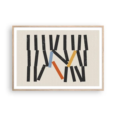 Een poster in een licht eiken lijst - Domino – compositie - 100x70 cm