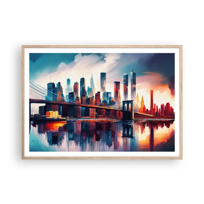 Een poster in een licht eiken lijst - Een droomachtig New York - 100x70 cm