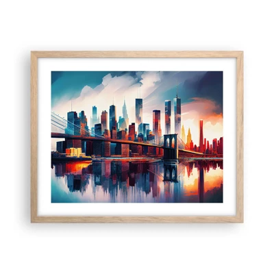 Een poster in een licht eiken lijst - Een droomachtig New York - 50x40 cm