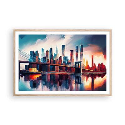 Een poster in een licht eiken lijst - Een droomachtig New York - 91x61 cm