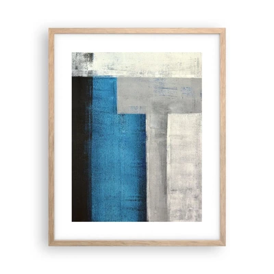 Een poster in een licht eiken lijst - Een poëtische compositie van grijs en blauw - 40x50 cm