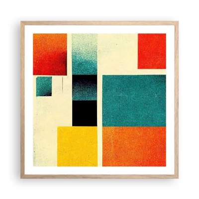 Een poster in een licht eiken lijst - Geometrische abstractie – goede energie - 60x60 cm