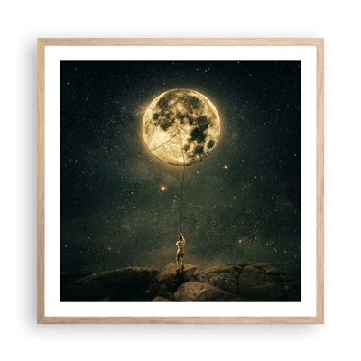Een poster in een licht eiken lijst - Iemand die de maan heeft gestolen - 60x60 cm