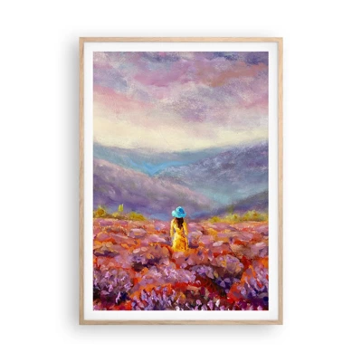 Een poster in een licht eiken lijst - In een lavendelwereld - 70x100 cm