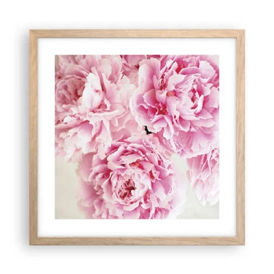 Een poster in een licht eiken lijst - In roze glamour - 40x40 cm
