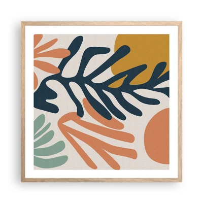 Een poster in een licht eiken lijst - Koraalzeeën - 60x60 cm