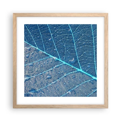 Een poster in een licht eiken lijst - Leven in blauw - 40x40 cm