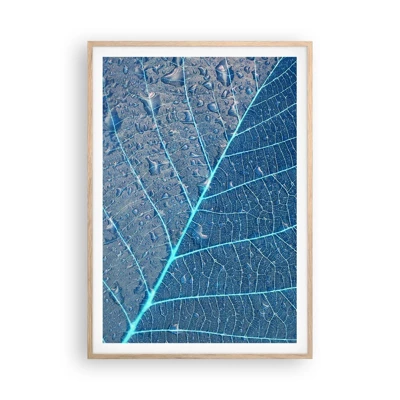 Een poster in een licht eiken lijst - Leven in blauw - 70x100 cm