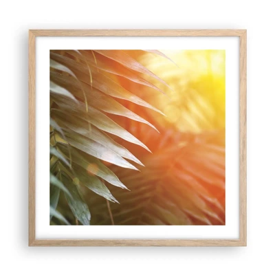 Een poster in een licht eiken lijst - Ochtend in de jungle - 50x50 cm