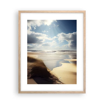Een poster in een licht eiken lijst - Strand, wild strand - 40x50 cm