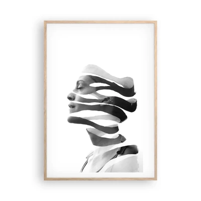 Een poster in een licht eiken lijst - Surrealistisch portret - 70x100 cm