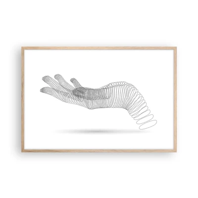 Een poster in een licht eiken lijst - Veerkrachtige hand - 91x61 cm