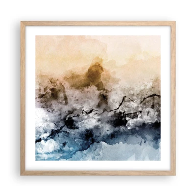 Een poster in een licht eiken lijst - Verdronken in een wolk van mist - 50x50 cm