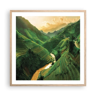 Een poster in een licht eiken lijst - Vietnamese vallei - 60x60 cm