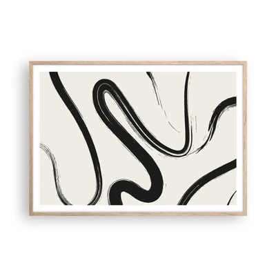 Een poster in een licht eiken lijst - Zwart-wit eigenzinnigheid - 100x70 cm