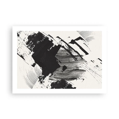 Poster - Abstractie – expressie van zwart - 70x50 cm