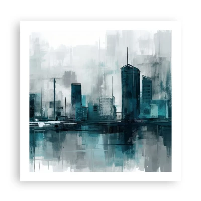 Poster - Een stad in de kleur van regen - 60x60 cm