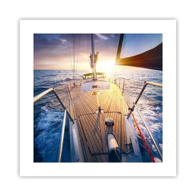 Poster - Lopend op de golven - 40x40 cm