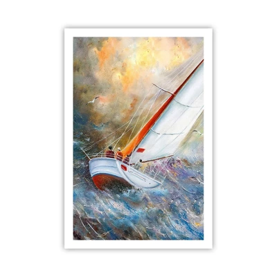 Poster - Lopend op de golven  - 61x91 cm