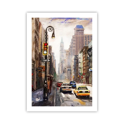 Poster - New York - ook kleurrijk in de regen - 50x70 cm