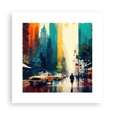 Poster - New York – zelfs de regen is hier kleurrijk - 30x30 cm