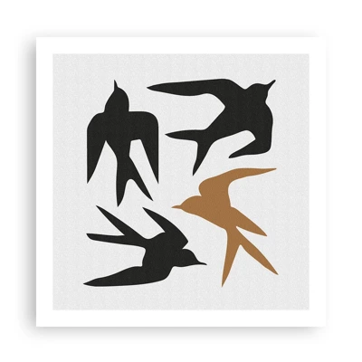 Poster - Zwaluwen spel - 60x60 cm