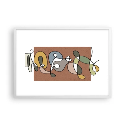 Poster in een witte lijst - Abstractie die het glimlachen waard is - 70x50 cm