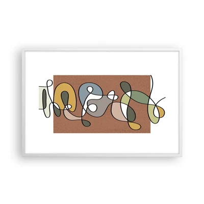 Poster in een witte lijst - Abstractie die het glimlachen waard is - 91x61 cm