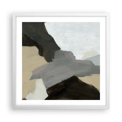 Poster in een witte lijst - Abstractie: het kruispunt van grijs - 50x50 cm