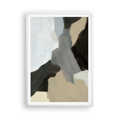 Poster in een witte lijst - Abstractie: het kruispunt van grijs - 70x100 cm