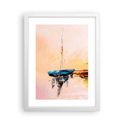 Poster in een witte lijst - Avond in de jachthaven - 30x40 cm