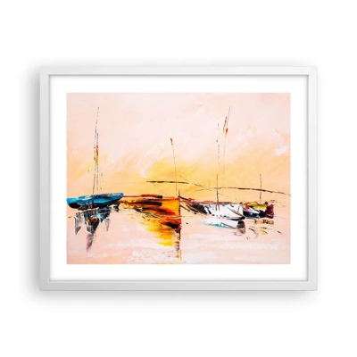 Poster in een witte lijst - Avond in de jachthaven - 50x40 cm