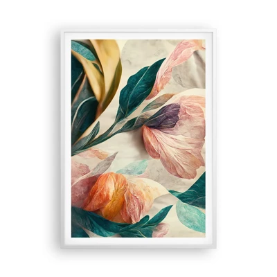 Poster in een witte lijst - Bloemen van de zuidelijke eilanden - 70x100 cm