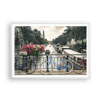 Poster in een witte lijst - De kleuren van de Amsterdamse straat - 100x70 cm