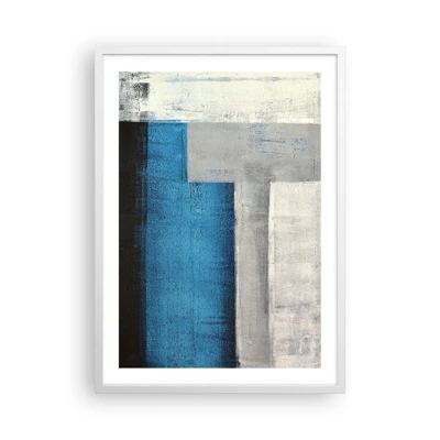 Poster in een witte lijst - Een poëtische compositie van grijs en blauw - 50x70 cm