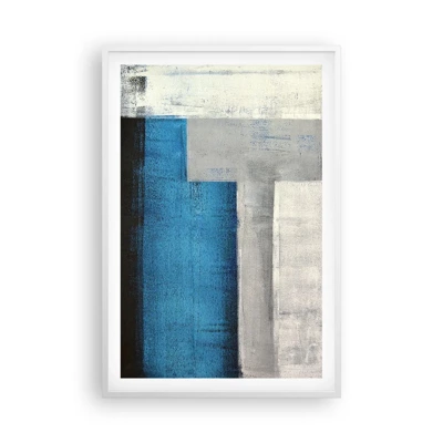 Poster in een witte lijst - Een poëtische compositie van grijs en blauw - 61x91 cm