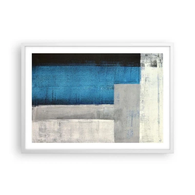 Poster in een witte lijst - Een poëtische compositie van grijs en blauw - 70x50 cm