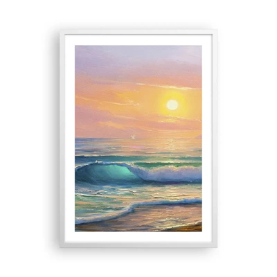 Poster in een witte lijst - Een turquoise lied van de golven - 50x70 cm